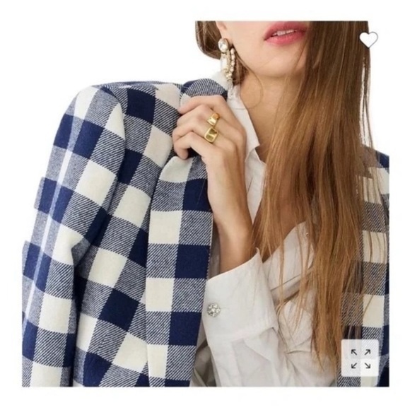 J Crew Coat Alfie Topcoat Boiled Wool in Buffalo Check Plaid Navy White - Picture 3 of 11